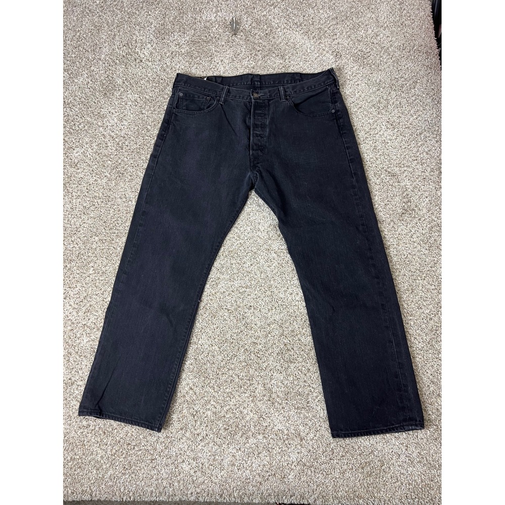 Levis 501 Mens Black Original Fit Straight Leg Button Fly Jeans W40 L30